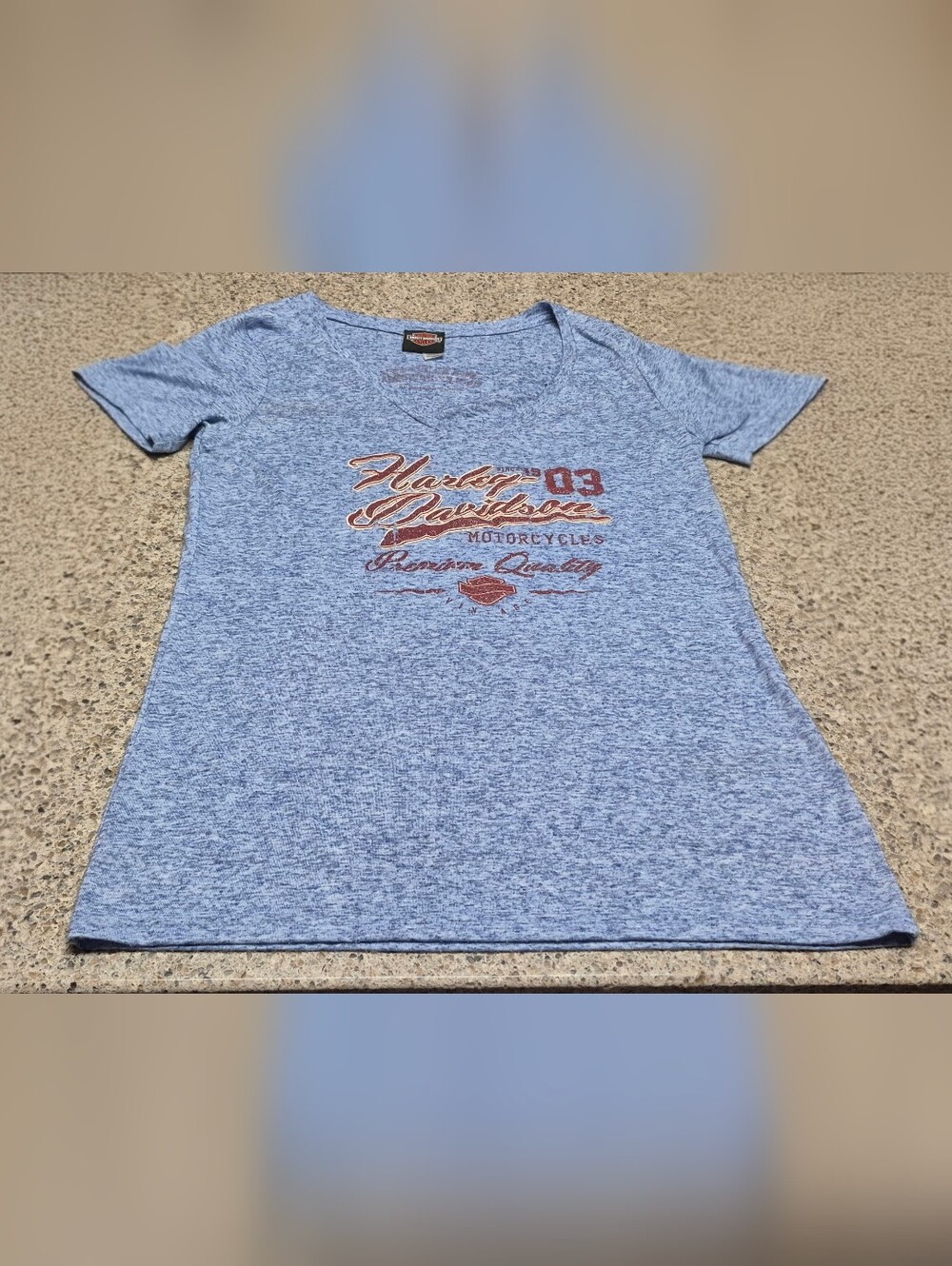 ​Harley Davidson Women XL Shirt Metro Cedar Rapids Blue Heather Scoop Neck Tee